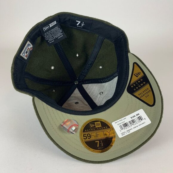 Houton Astros MLB Green New Era 59Fifty Retro Crown Fitted Hat 7 1/2 New - Picture 4 of 5